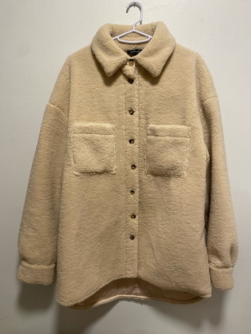 Bardot Cream Teddy Sherpa Button-Up Jacket
